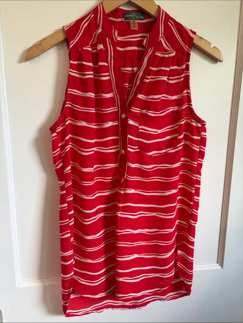 Market & Spruce Red and White Striped Blouse